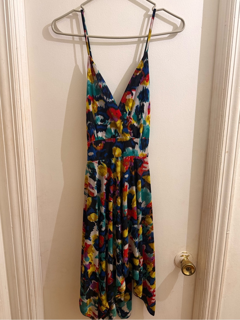 Abstract Multicolor Watercolor Asymmetrical Dress